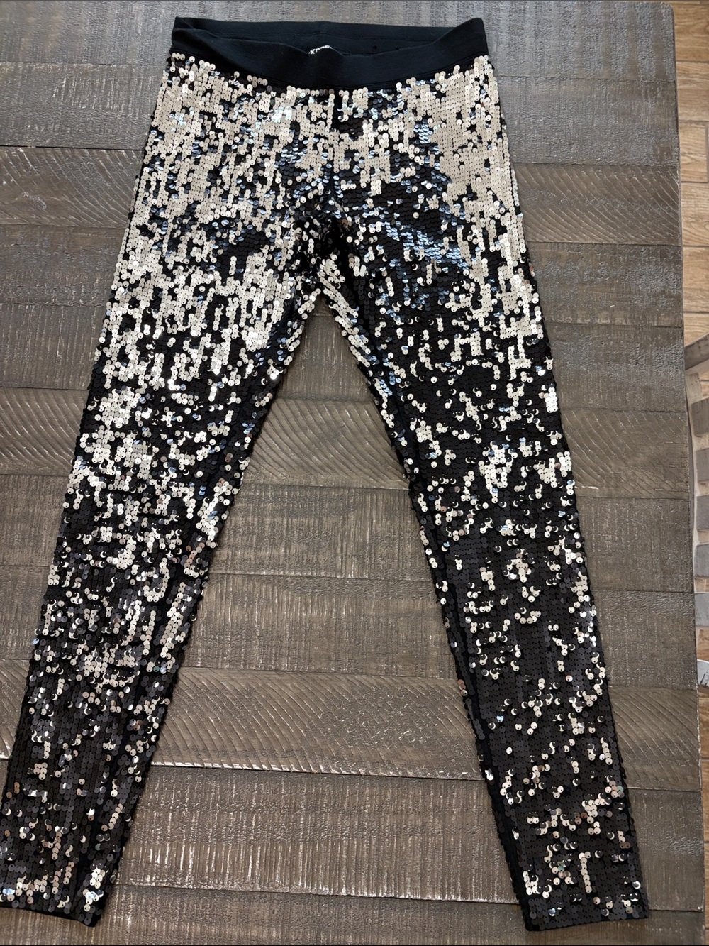 Express Black and Silver Sequin Leggings